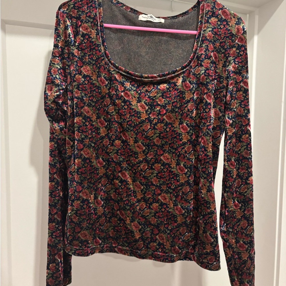 NATURAL LIFE Red Fitted Long Sleeve Blouse